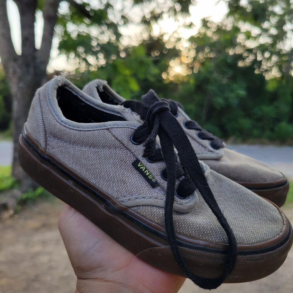 Vans Shoes Boys Size 11.5 Brown Lace Up Walking Low Top Man Made Comfort Sneaker